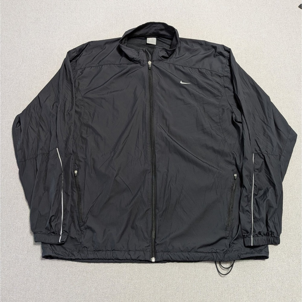 Nike Fit Windbreaker Men's Jacket XXL Black Running Reflective Lightweight